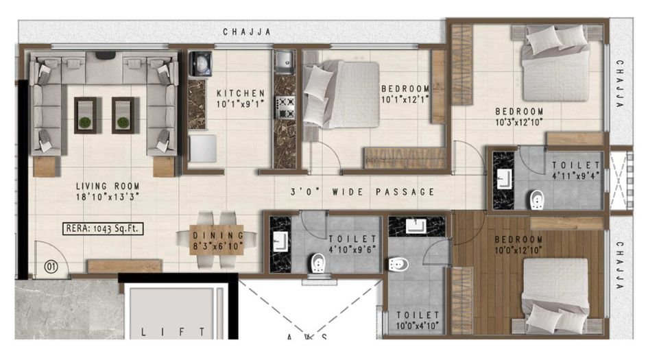 Pranav-Samrat-CHS-Floor-Plan-3 BHK- Type-A
